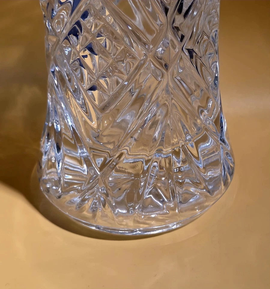 Jarrón estilo cristal corte transparente vintage 10" centro de mesa decorativo pesado Foto 3 de 4