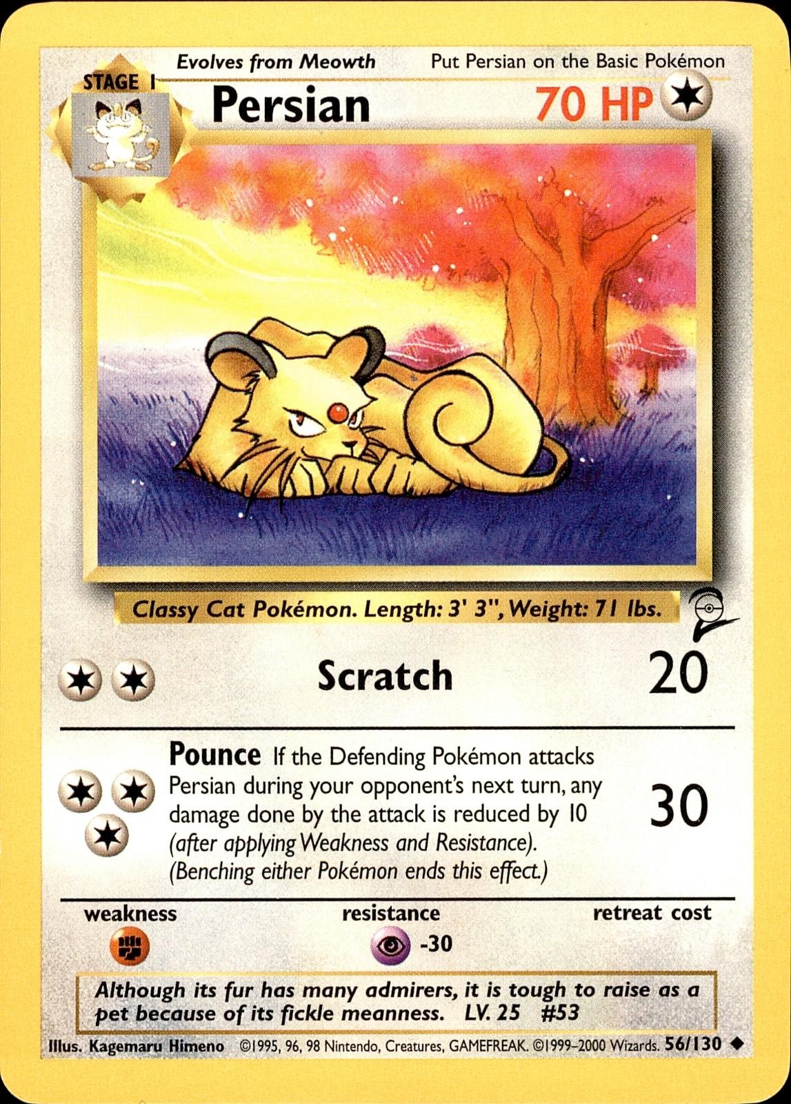 POKEMON PERSIAN 56 BASE SET 2 130 UNCOMMON MP