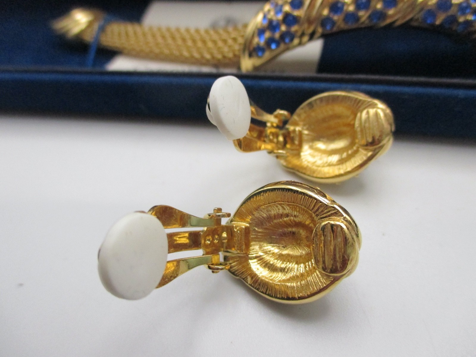 VTG Camrose & Kross JBK Blue Rhinestone Mesh Bracelet w/Matching Earrings NIB