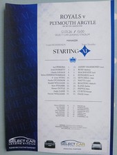 READING v PLYMOUTH ARGYLE 14.03.26 (VIP) - FLAT TEAM SHEET - LEAGUE ONE - MINT