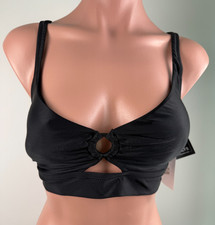 Bar III Resort Solid Keyhole Crossover Waist Bottom Bikini Top Black XL NWT
