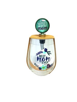 Slant Stemless Wine Glass Best Mom Ever, 20oz.