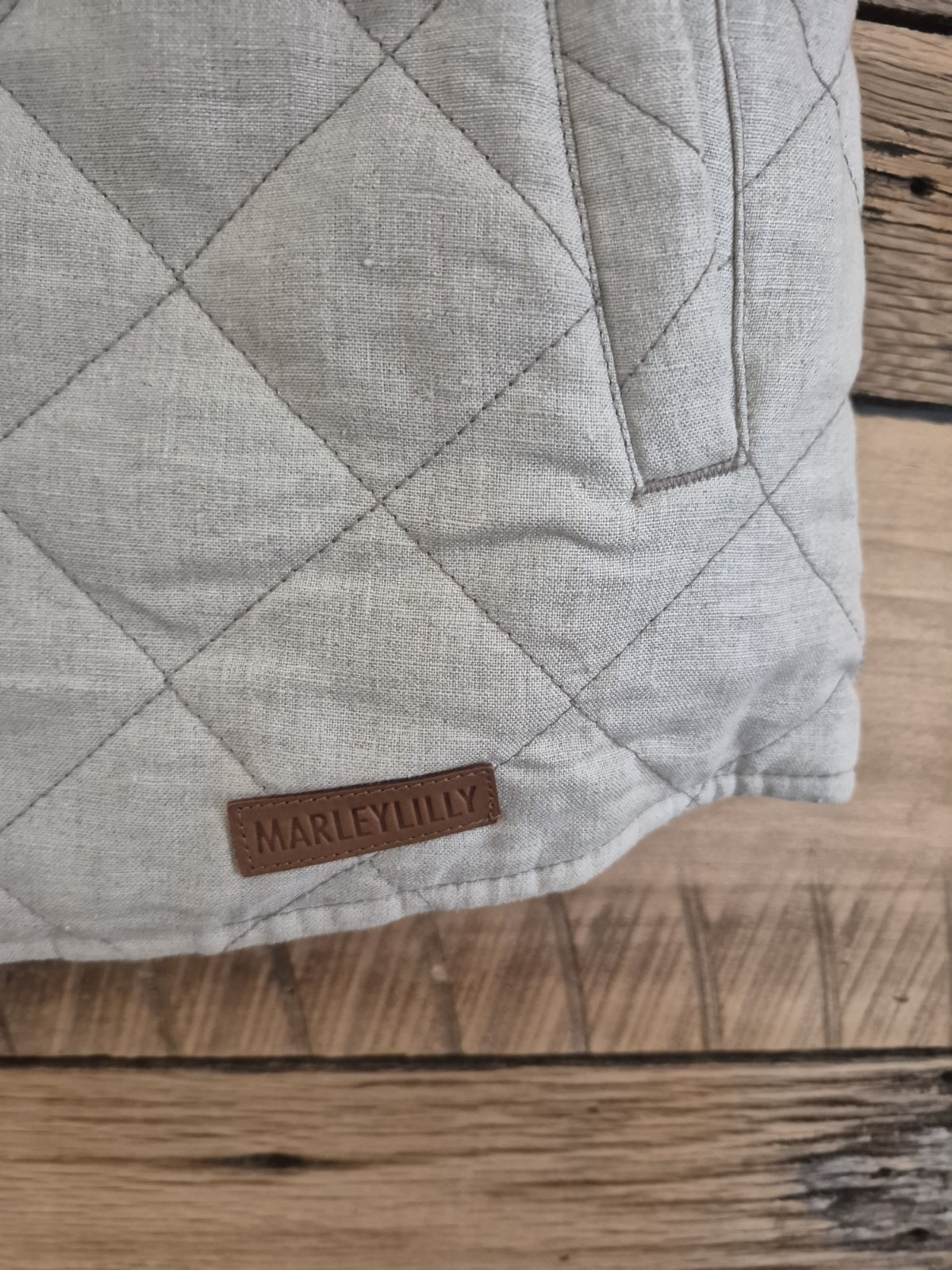 Marley Lilly Quilted Vest Women S Beige Full Zip Pockets Linen Cotton 