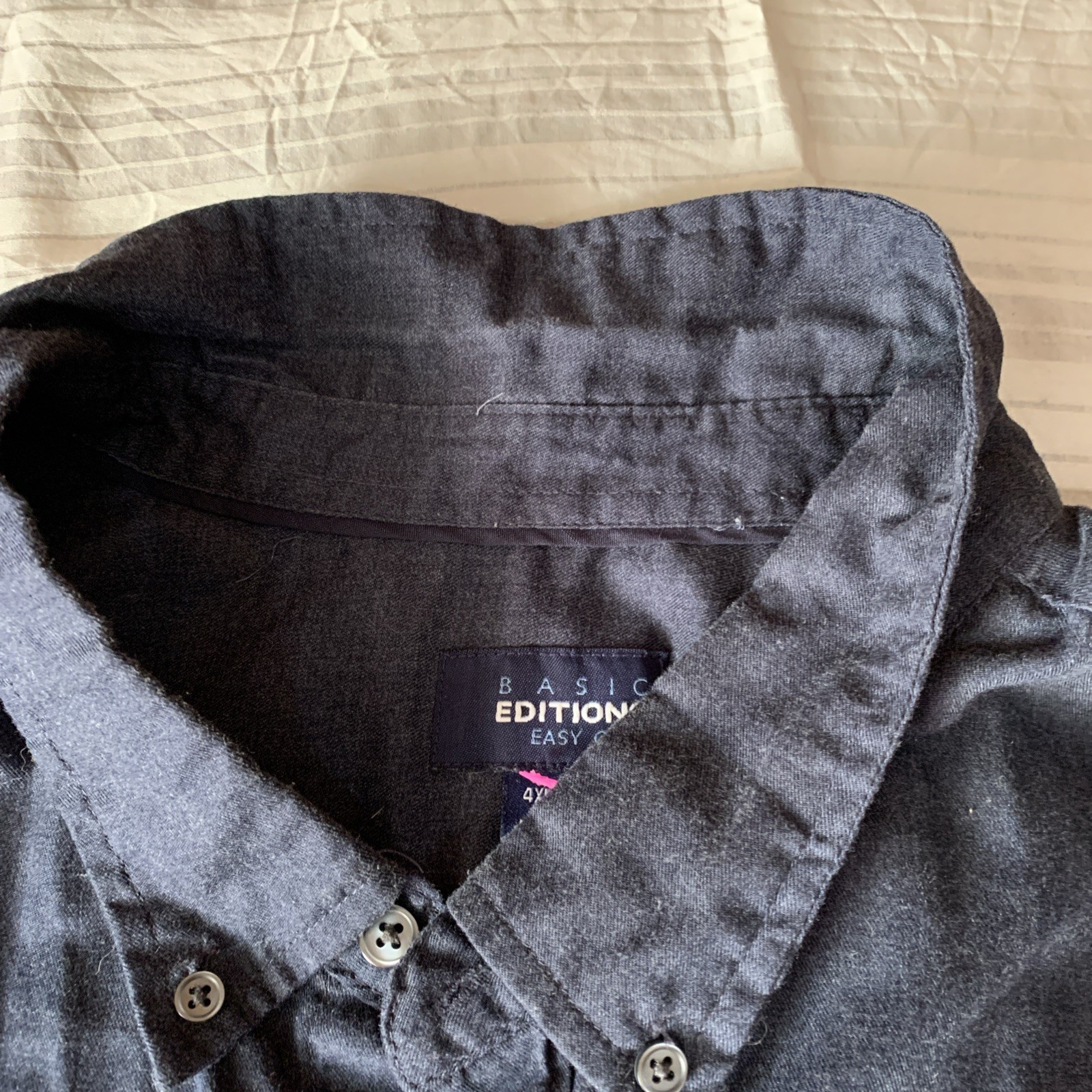 BASIC EDITIONS 4XL Navy Blue Button Up Dress Shir… - image 10