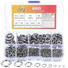 660 Pcs Spring Lock Washers, Split Lock Spring Washer Assortment Kit, Stainless