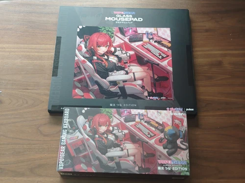 VSPO! GEAR Glass Mouse Pad & Gaming Keyboard Set Nekota Tsuna Edition STOCK