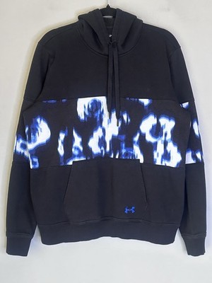 Under Armour Hoodie Black Blue Graphic Logo Pullover Mens Large