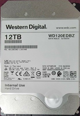 WD 12TB interne Festplatte 3,5'' HDD SATA 6Gb/s 256MB Cache 7200Rpm WD120EDBZ
