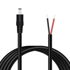 DC Power Pigtail Cable 5.5mm x 2.1mm Male Plug to Bare Wire 16AWG Cord 6FT