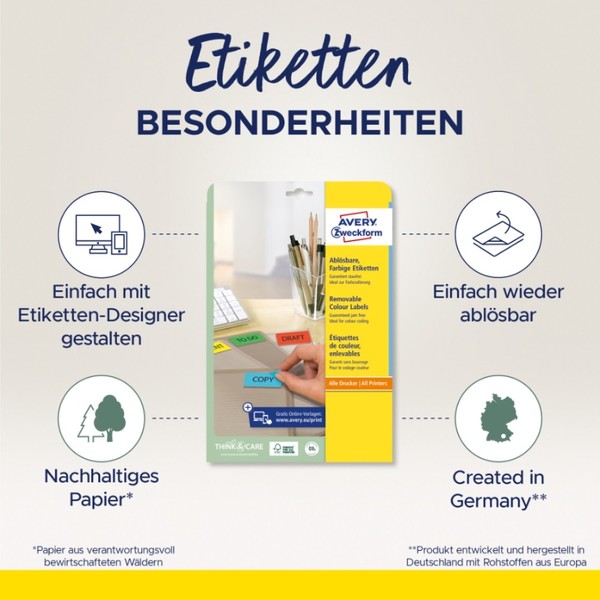 Avery Zweckform Mini-Etiketten, 45,7 X 21,2 Mm, Gelb-image