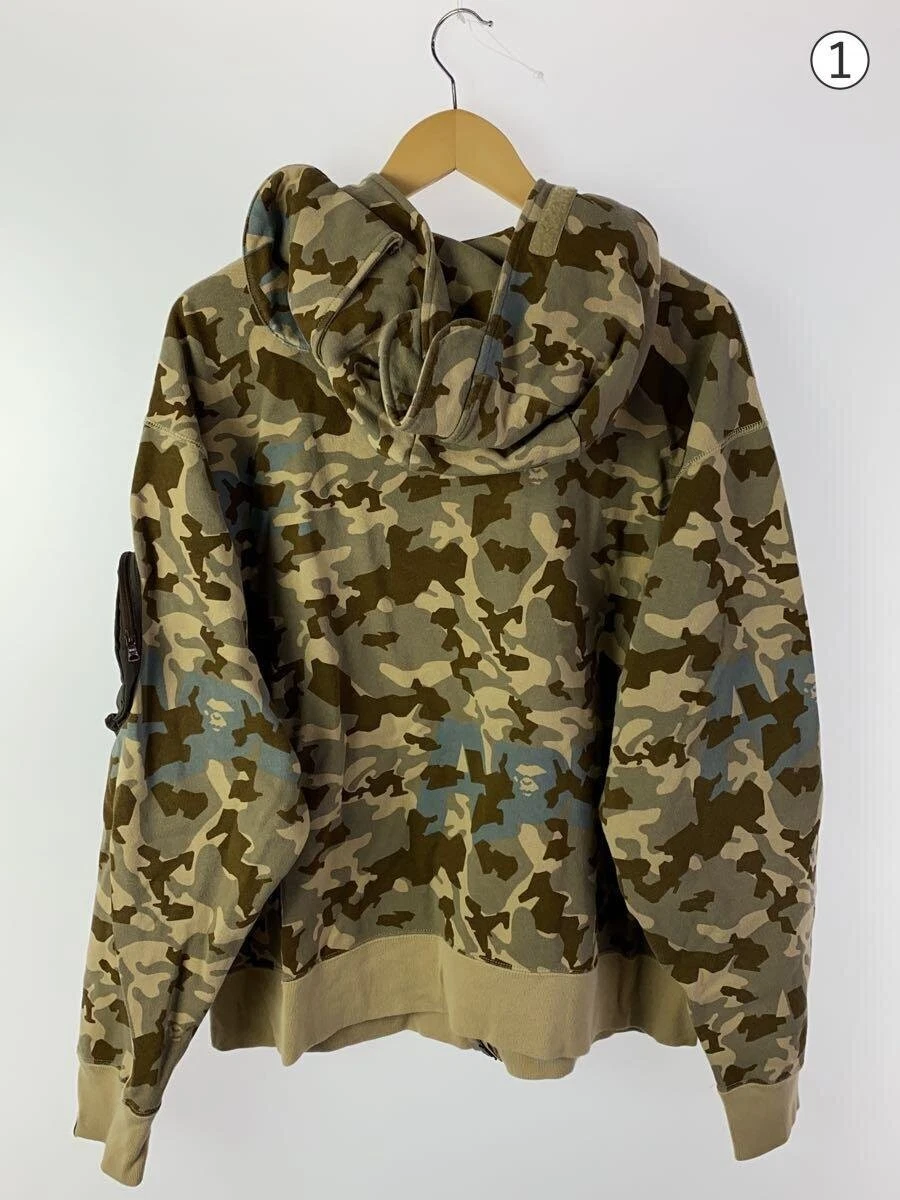 A BATHING APE (BAPE) Felpa con cappuccio e zip BAPE A Bathing Ape marrone modello all over cotone L #ED AZA