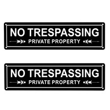 Kichwit 2 Pack Private Property No Trespassing Metal 11.8 x 3.1 inches, Black
