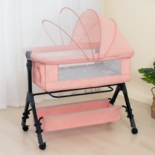 3 in 1 bassinet bedside Sleeper For Baby, Bedside Crib And Storage Basket Wheels