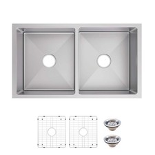 Glacier Bay 36 in. Undermount Double Bowl 18 Gauge Stainless Steel Sink w/ Acc.