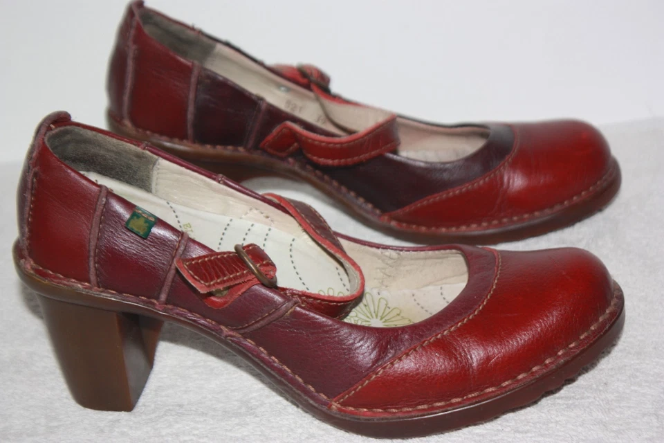 EL NATURALISTA Escarpins à Brides Cuir Bordeaux T 39 TBE - Photo 1/4