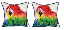 Pair of Betsy Drake Parrot Head Large Pillows 18 Inch x 18 Inch