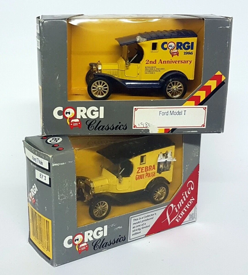 Corgi Classics Ford T Vans X2 Zebra Grate Polish + 1986 Anniversary Model Vans - Image 2 of 2