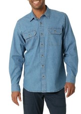 NWOT Wrangler  Men's Long Sleeve Epic Soft Woven button up Shirt 2XL XXL Denim