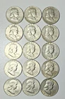 FIFTEEN 1963 D FRANKLIN HALF DOLLARS, 90% SILVER!