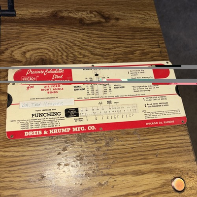 #ad #ad Dreis amp; Krump Mfg Co Slide Rule Pressure Calculator 1950s #1 From Dr Ted Hooper $12.99