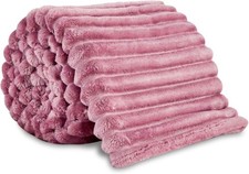 Throw Blanket for Sofas Couch Bed Faux Fur Soft Large Fleece Ribbed Blankets