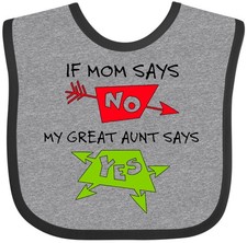 Inktastic If Mom Says No, My Great Aunt Says Yes Baby Bib Funny Auntie Grand Red