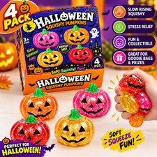 4 Pack Halloween Pumpkin Squishy Toys Slow Rising Stress Relief Fidget Toys Kids