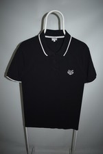 Kenzo Paris Black Polo Shirt Classic Tiger Logo K-fit Slim 100 Cotton Mens L