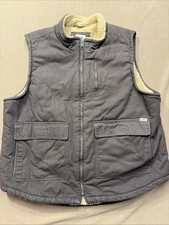 Lee Workwear Men's Brown Canvas Zip-Up Vest Sherpa Lined Pockets XL