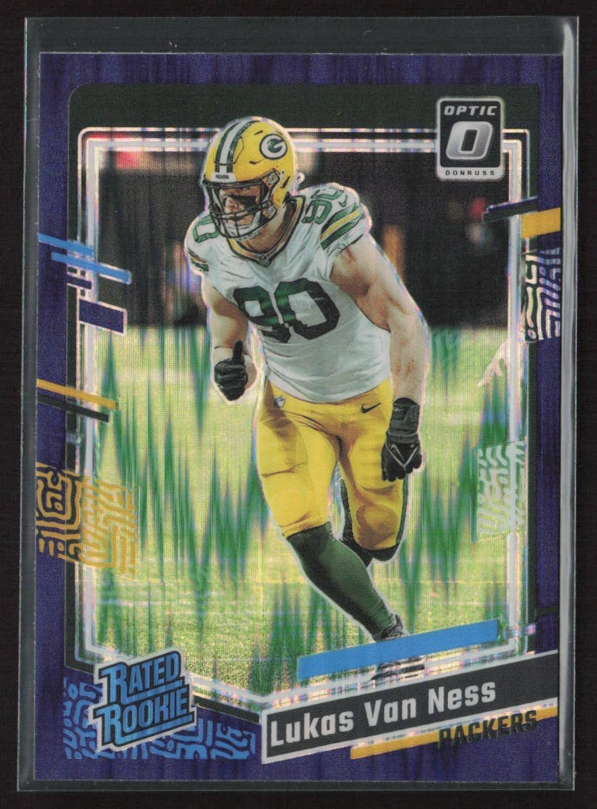 2023 Panini Donruss Optic Lukas Van Ness #240 Purple Shock Flash Rated Rookie RC
