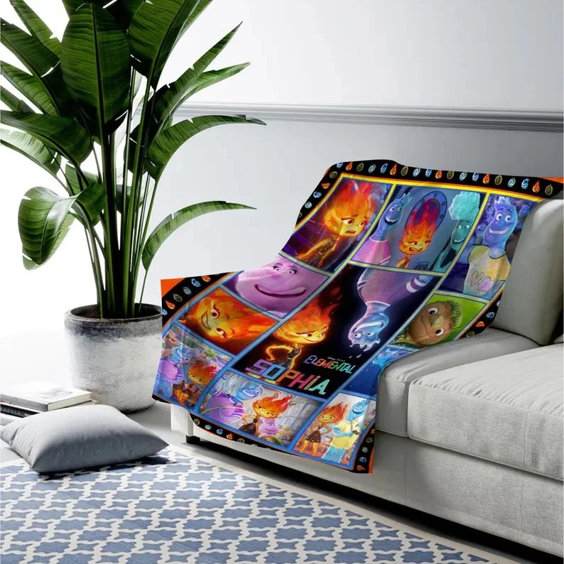 Disney Pixar Elemental Ember Wade Fire And Water Movie Customize Fleece Blanket