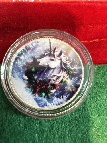 Christmas Advent Hayleybug 1/10th oz Beautiful Winter's Unicorn Silver Round