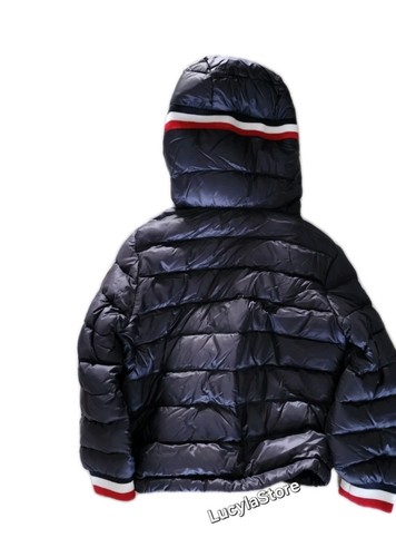 MONCLER GIROUX WATER RESISTANT DOWN PUFFER JACKET KIDS' 100 GRAM HOOD Navy NEW - Picture 13 of 24