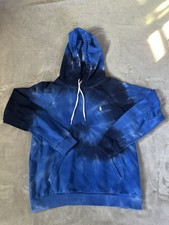 Ralph Lauren Blue Tie Dye Hoodie Size Medium Pullover Sweatshirt