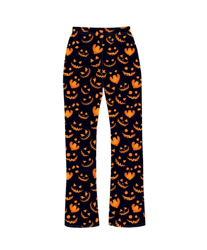 Halloween Pyjama Hose Damen - Geister Flauschhose Mit Taschen & Hoher Taille