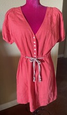J. Crew Red Cotton Drawstring Dress size 2 Easy Cool Comfortable Classic Midi
