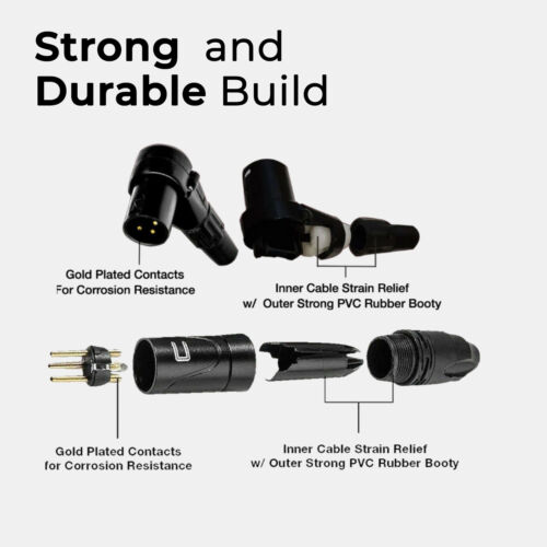 3-Pin XLR Male to Right Angle Balanced Cable - Custom Length Color Premium Cord - Picture 4 of 18