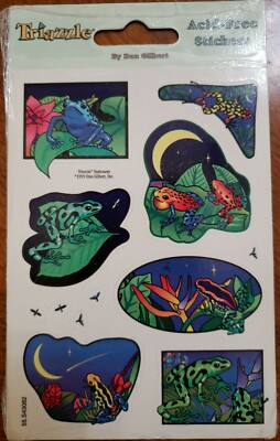 3 Packs Vintage Triazzle By Dan Gilbert 2 Sheet Sticker Package MADE USA Frogs