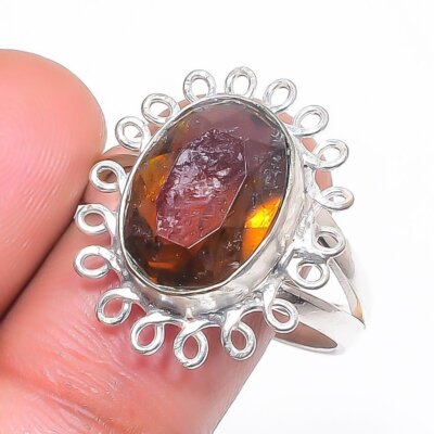 Rauchquarz ovale Form Edelstein Ring handgefertigt Geburtstagsgeschenk Schmuc...