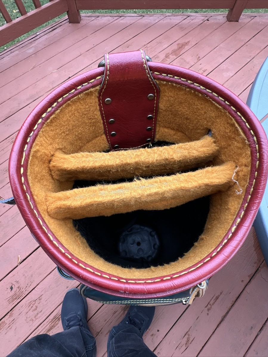 VTG Barton Leather 3 Devider Burgundy Green Brown Golf Cart Bag W