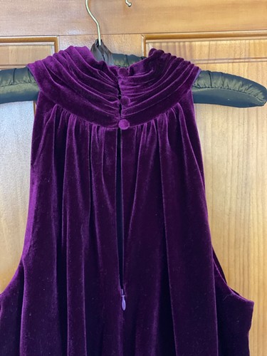 ELIZA J Ciruela Terciopelo Terciopelo Plisado Cuello Simulado Blusa Halter Vestido Talla 12 ¡Nuevo! - Imagen 14 de 24