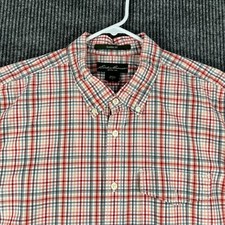 Eddie Bauer Mens Shirt Large Tall TL Check Short Sleeve Button Down Classic Fit