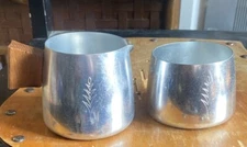 SONA Stratford-Upon-Avon Alum Sugar & Creamer Bowls Wood Handle MCM