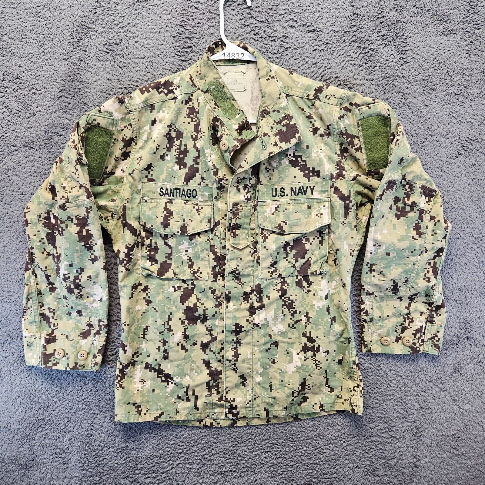 US Navy Working Uniform Type III Blouse Shirt Size Small Regular Green Digi Camo