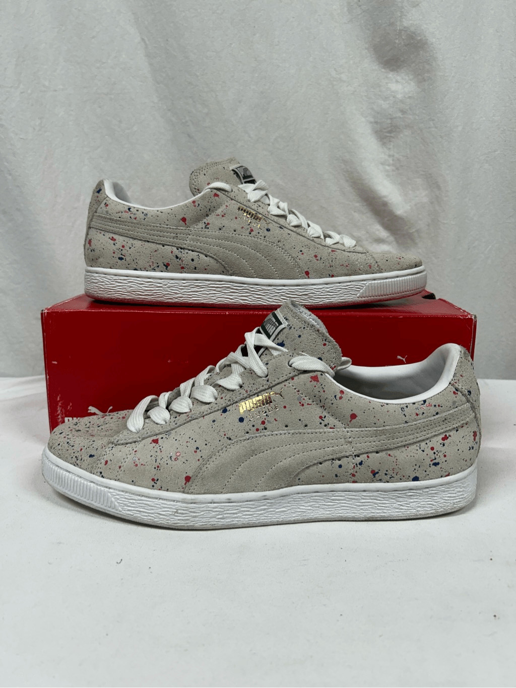 puma suede paint splatter
