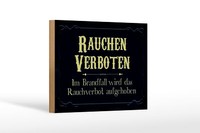 Holzschild Hinweis 18X12Cm Rauchen Verboten Im Brandfall Deko Schild