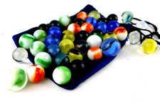 Vintage Lot of 30 Marbles in Bag Assorted Types Sizes Vermont Estate Find
