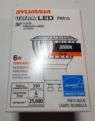 SYLVANIA PAR16 DIMMABLE 36 DEGREE NARROW FLOOD LED LIGHT BULB - 6 WATT - 3000K