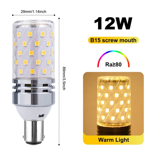 LED Corn Bulb E27 E14 B22 E12 B15 E17 12/16W 2835 60/80SMD Globe Lamp Spot Light - Picture 28 of 63