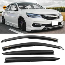 Fit For 13-17 Honda Accord Sedan Window Visor Smoke Shade Guard w/ Gold Mugen